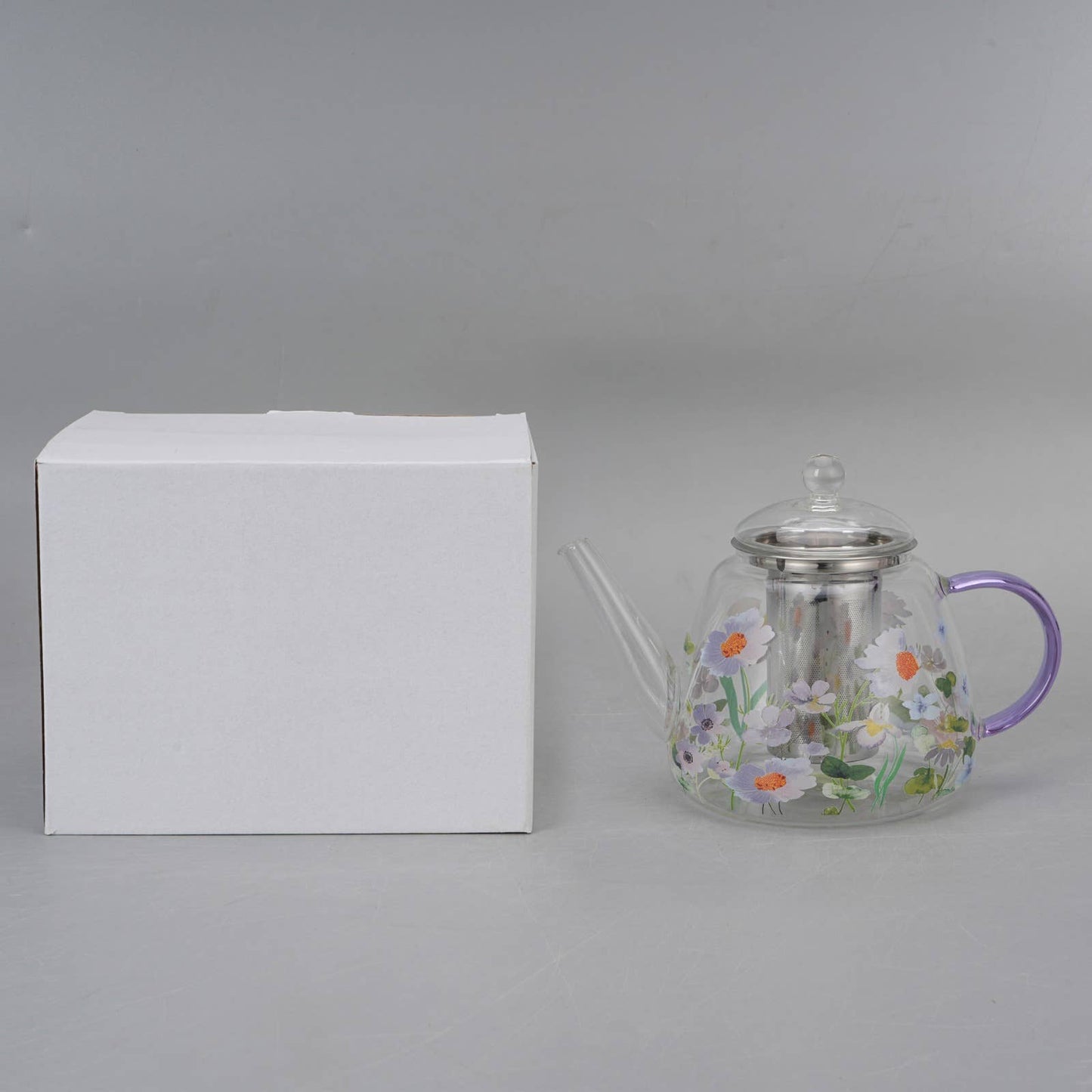 Floral Glass Teapot with Infuser 44 fl oz (1300ml)