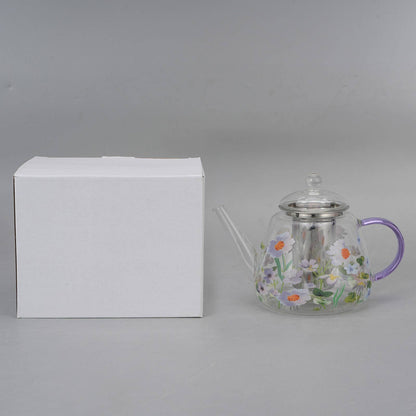 Floral Glass Teapot with Infuser 44 fl oz (1300ml)