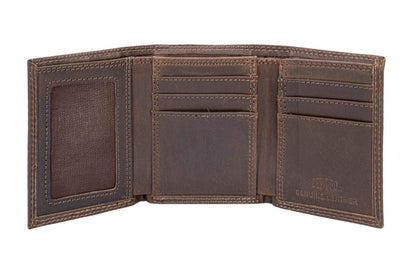 Christian Cross Leather Trifold Wallet: Crazyhorse Brown