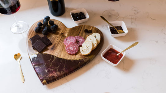 Resin-Accent Heart Shaped Charcuterie Boards