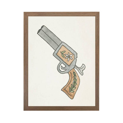 Watercolor Pistol With Floral Accents