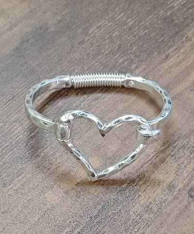Matte Finish Heart Cuff Bracelet- SILVER or GOLD