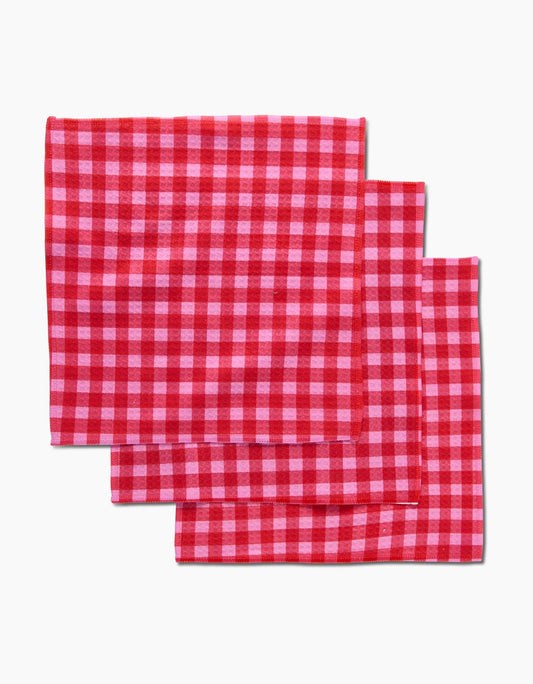 Geometry - Cherry Gingham Luxe Washcloth Set