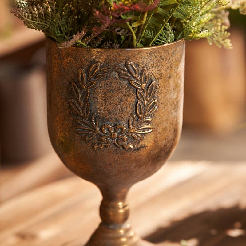 Vintage Style Laurel Gold Urn Planter