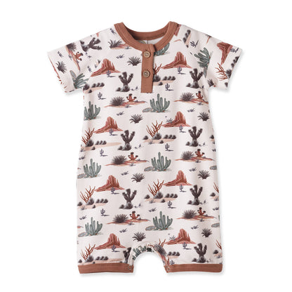 Baby Boy Shorty Romper – Bamboo Cactus Trails Henley Outfit