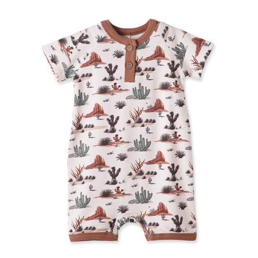 Baby Boy Shorty Romper – Bamboo Cactus Trails Henley Outfit