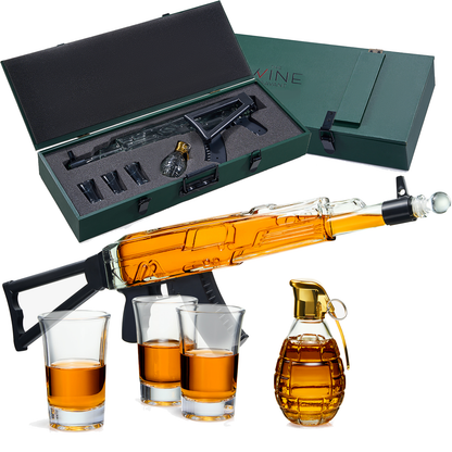 Whiskey Decanter & 3 shot glasses, small decanter gift set