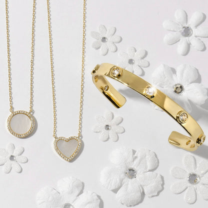 My Heart Is Yours, Shell Pave Heart Necklace