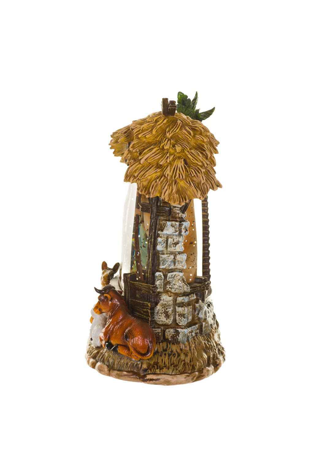 Yellow Led Nativity Stable Snow Globe