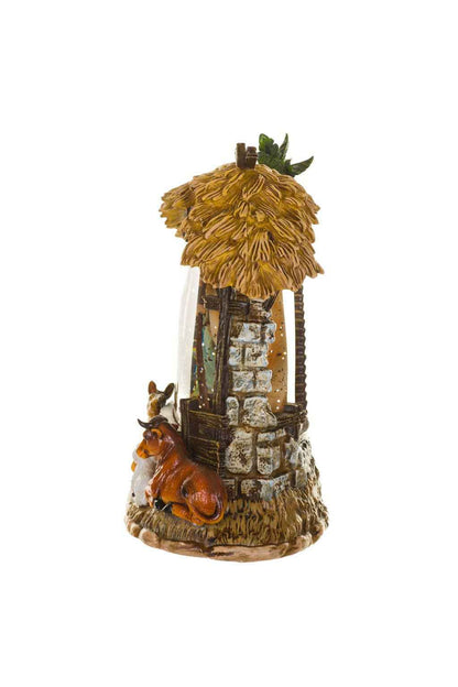 Yellow Led Nativity Stable Snow Globe