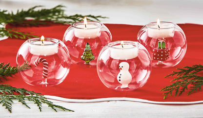 Gifts Globe Tealight Holder Clear Glass Christmas