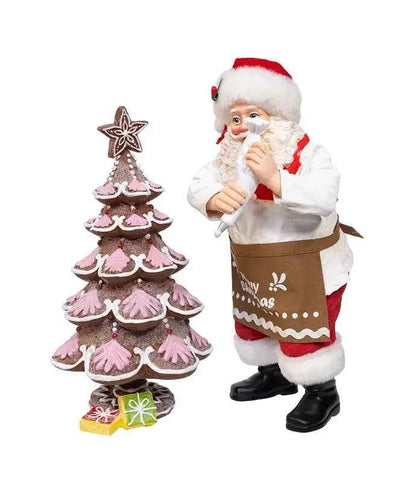 10.5" Fabriche Santa+Gingerbread Tree 2P