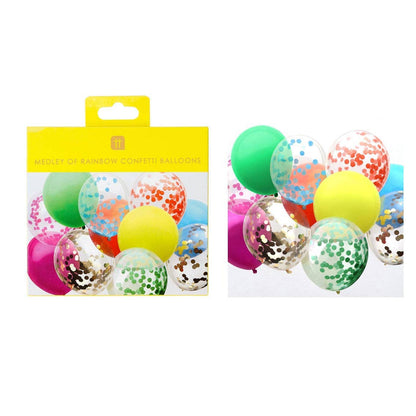 Rainbow Confetti Balloons - 12 Pack