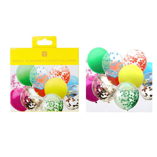 Rainbow Confetti Balloons - 12 Pack
