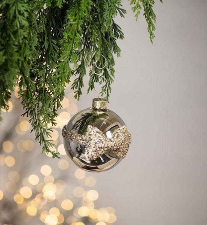 Ball with Jewelled Bow Christmas Ornament