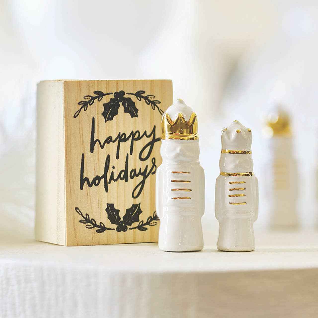 Ceramic Nutcrackers In Wood Box