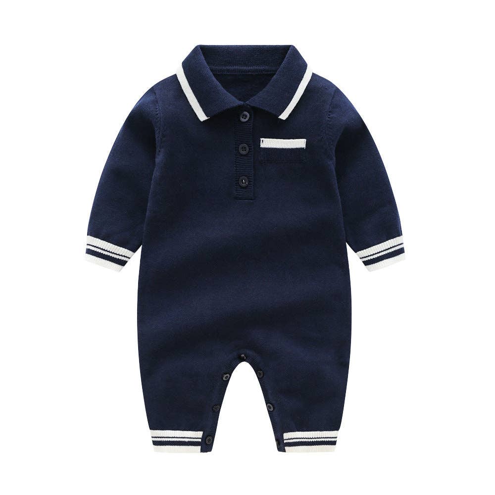 Baby Quarter Knitted College Style Rompers