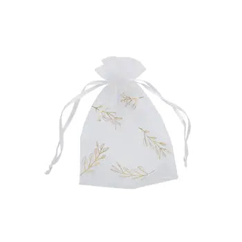 Gold Vine Organza Bags 10 Pack