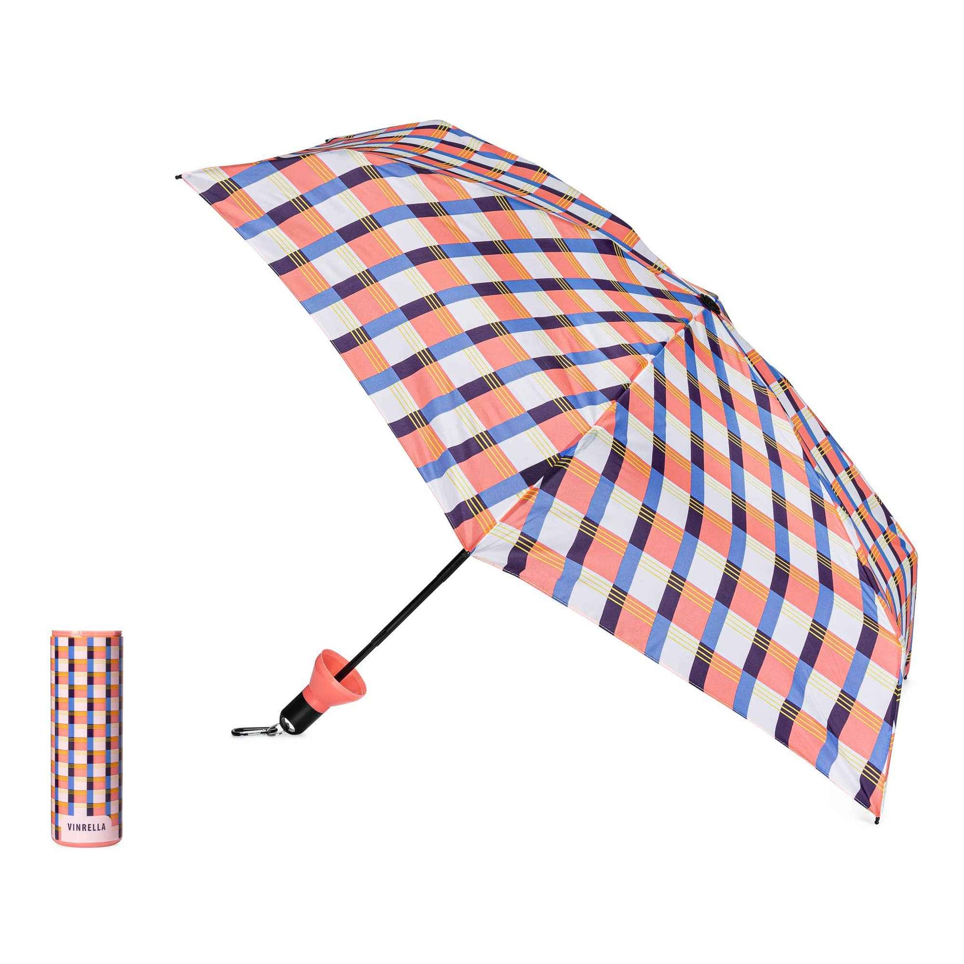 Vinrella - Gingham Pink Water Bottle Umbrella