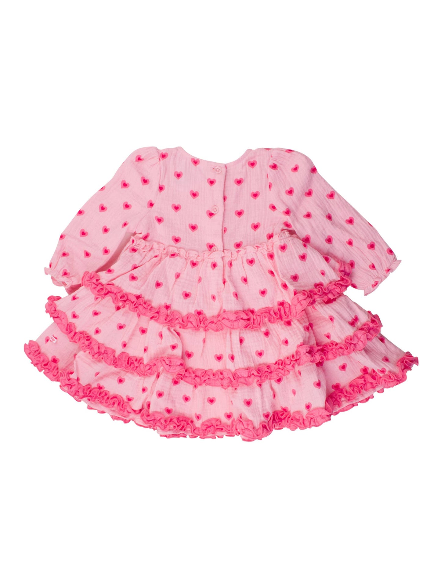 RuffleButts + RuggedButts - Girls I Heart You Cotton Gauze Tiered Ruffle Dress