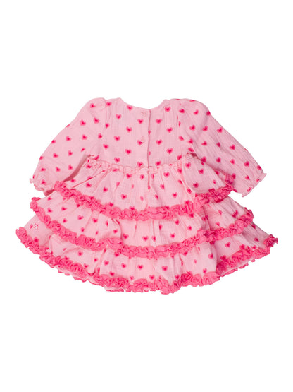 RuffleButts + RuggedButts - Girls I Heart You Cotton Gauze Tiered Ruffle Dress