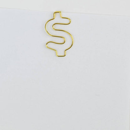 Clips de papel chapados en oro con símbolo de dólar (paquete de 25)