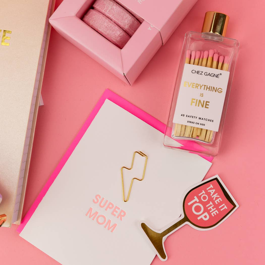 Chez Gagné - Everything is Fine - Glass Bottle Safety Matches - Pink