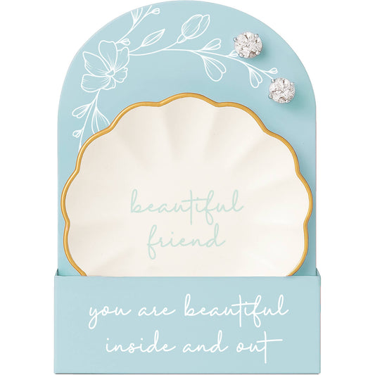 Beautiful Friend Trinket Dish and Earrings