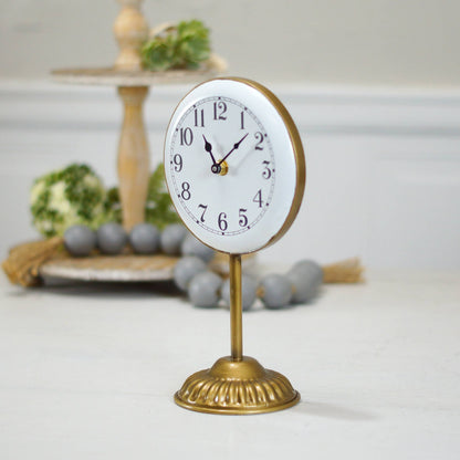 VIP Iron 11 in. White Pedestal Table Clock
