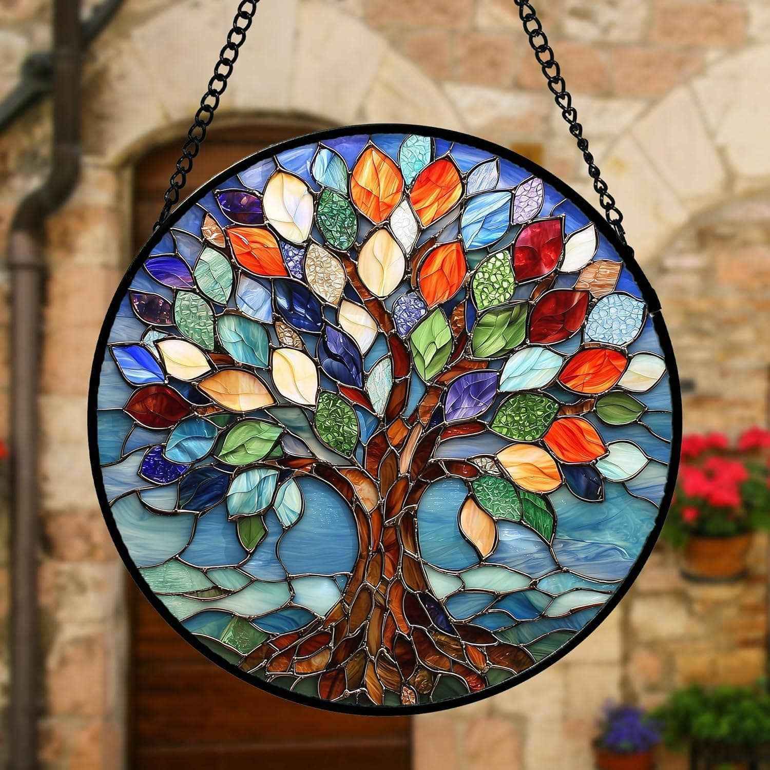 Colorful Tree of Life Suncatchers, Birthday Gift for Mom