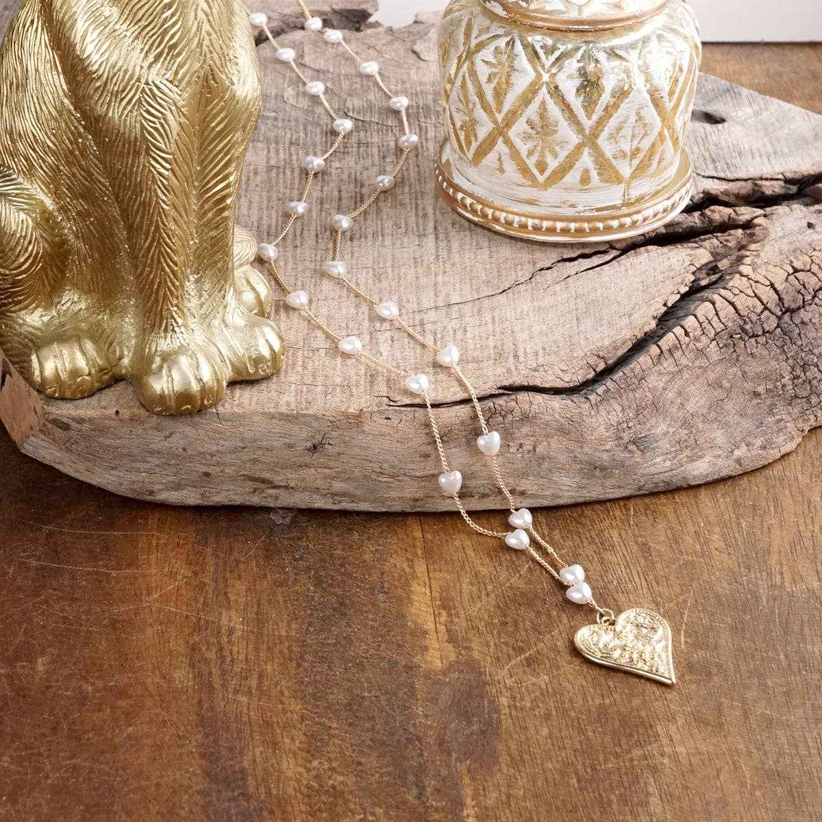 Heirloom Heart – Pearl Station Long Necklace