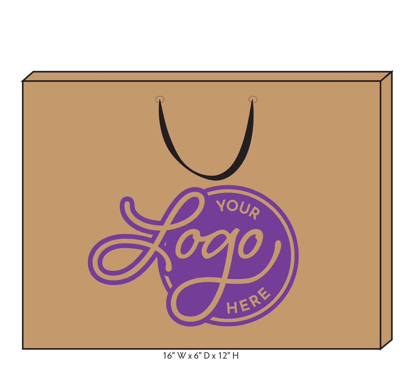 Custom Logo Ribbon Handle Bags w/Color Ink: White/White / 100 / Large