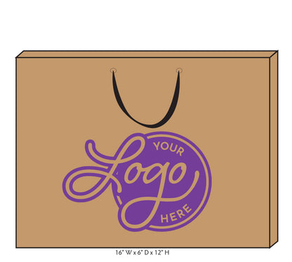 Custom Logo Ribbon Handle Bags w/Color Ink: White/White / 100 / Large