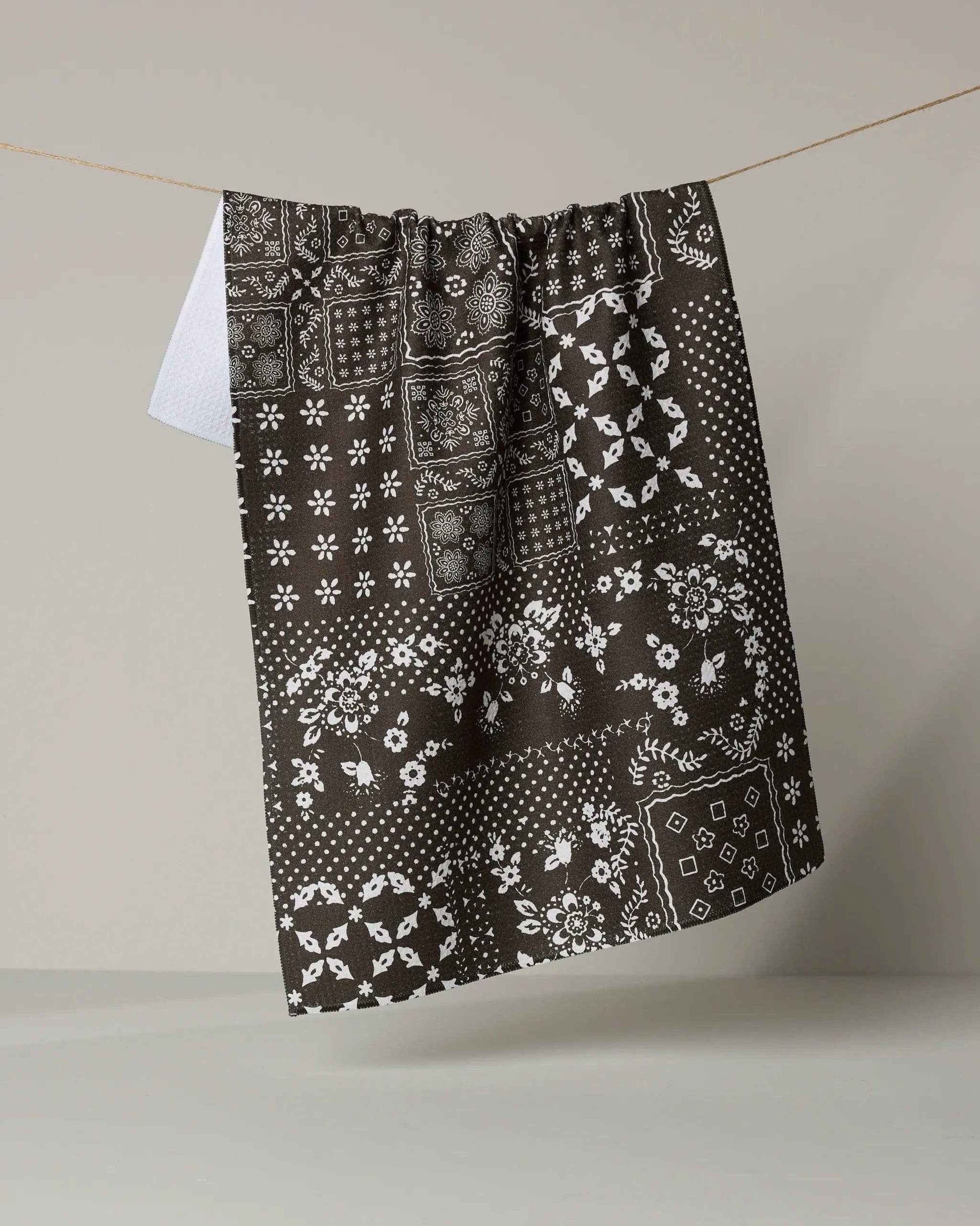 Blossoming Bandanna Brown Tea Towel