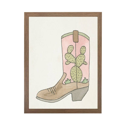 Watercolor Boot With Cactus