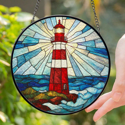 Lighthouse Stained Glass Suncatcher, Lighthouse Window Decor