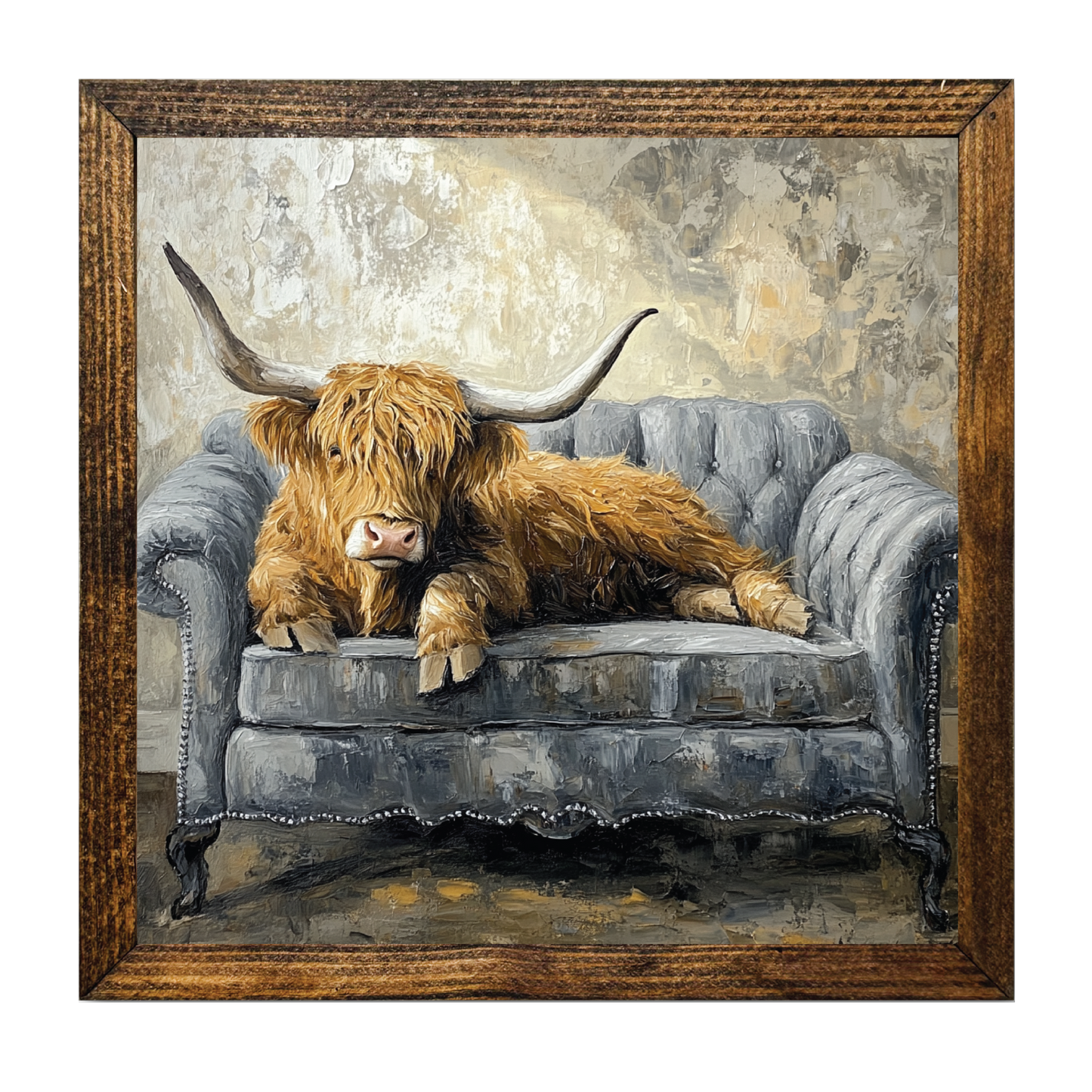 Jarmz Designs - ARTISTIC SERIES TIMBERLAND-HIGHLAND COW ON A COUCH