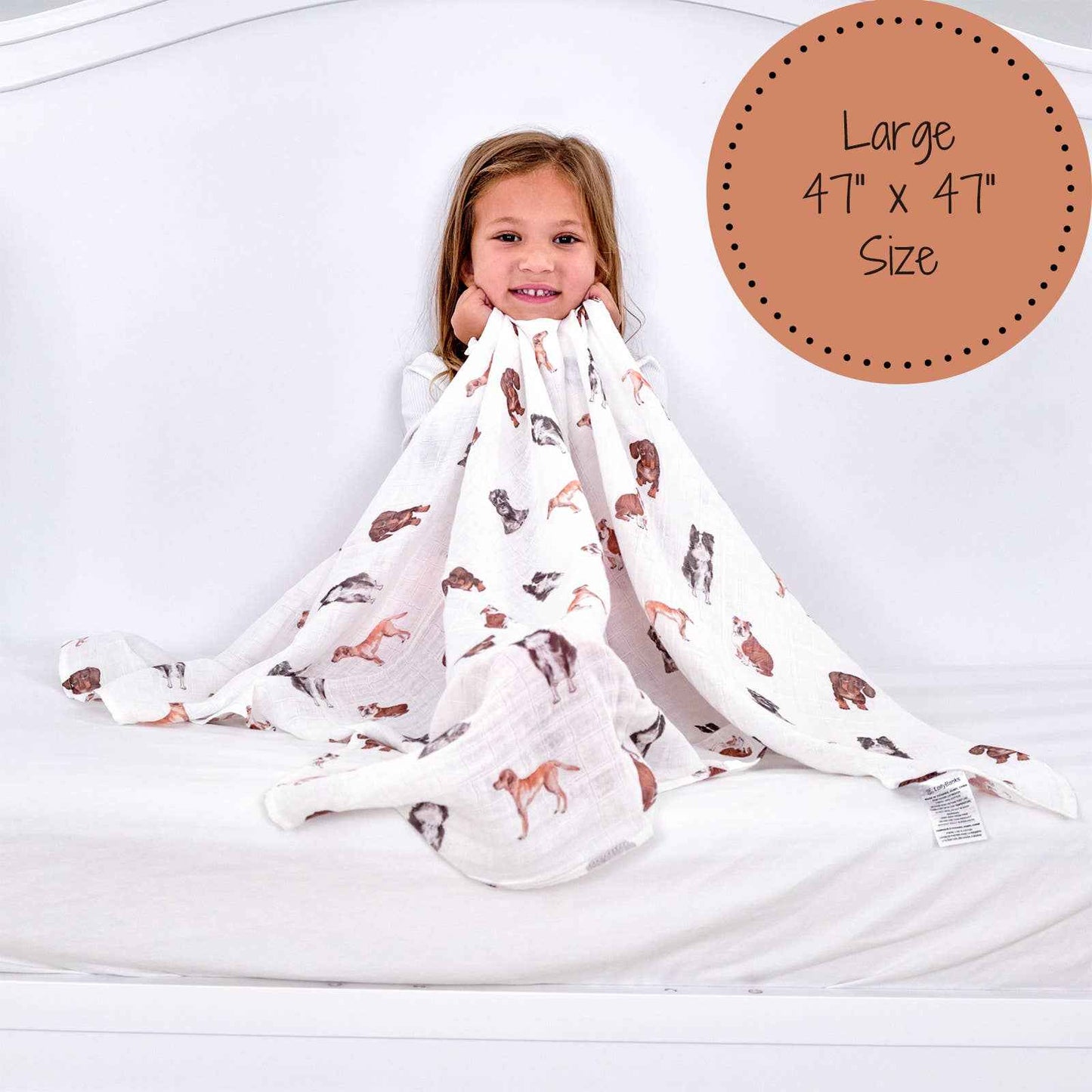 LollyBanks - Adorable Dog Print Baby Muslin Swaddle Blanket