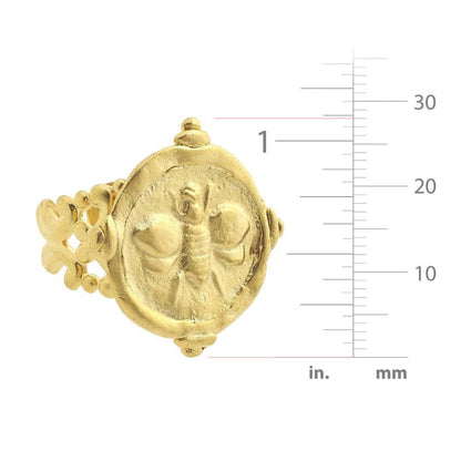 Susan Shaw - Handcast Gold Bee Intaglio Adjustable Ring
