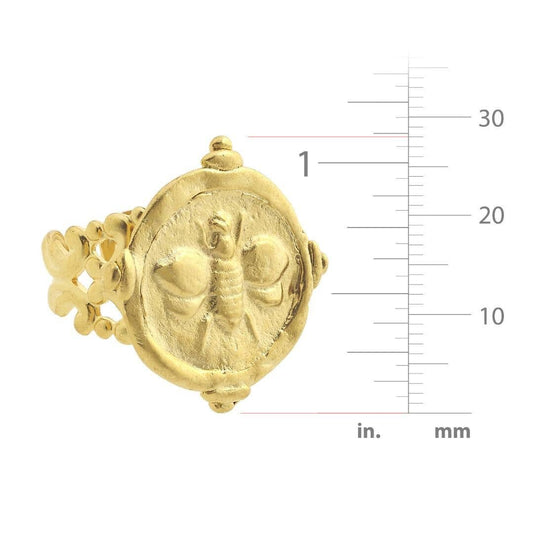 Susan Shaw - Handcast Gold Bee Intaglio Adjustable Ring