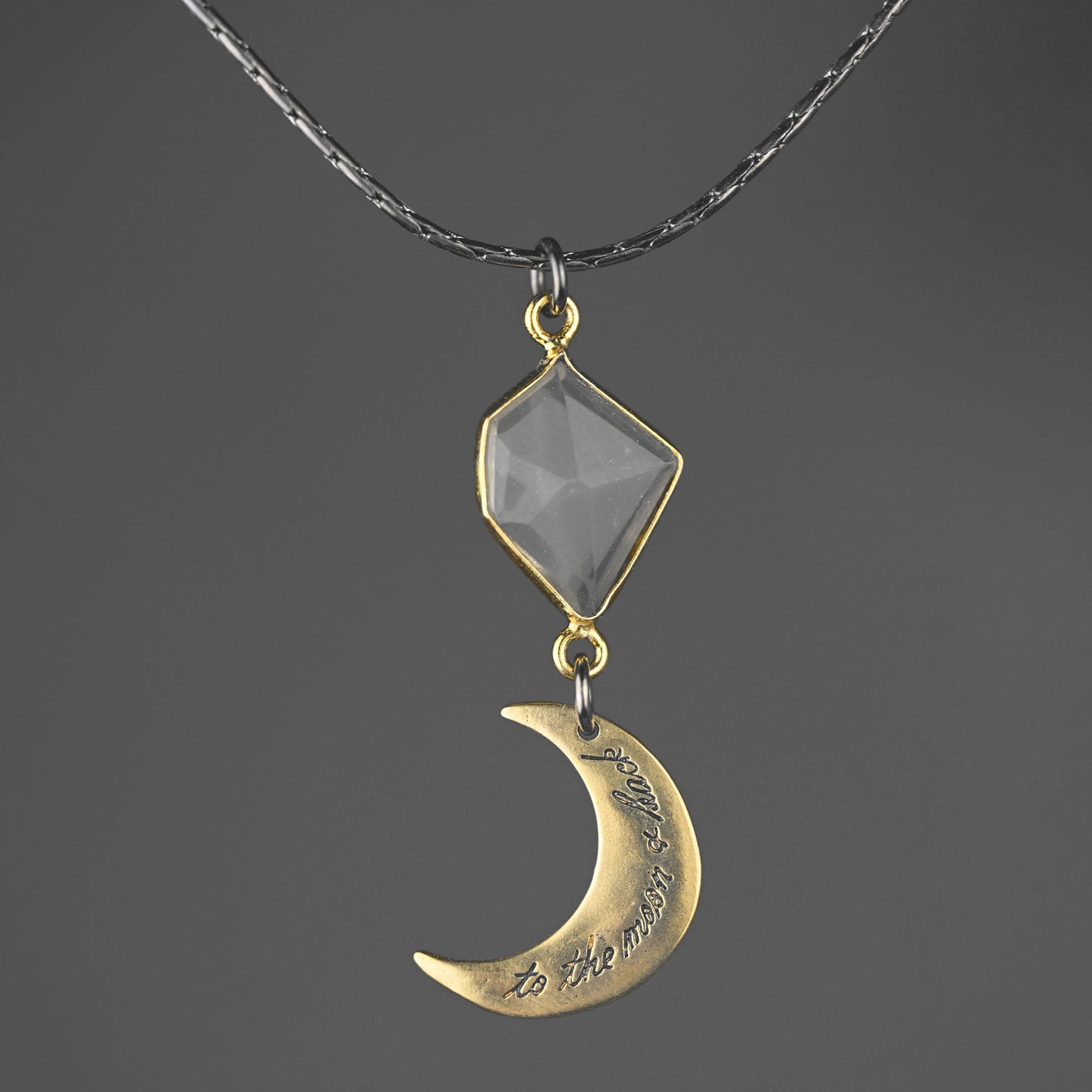 Mixed Metal w/  To The Moon & Back  Inscription Necklace