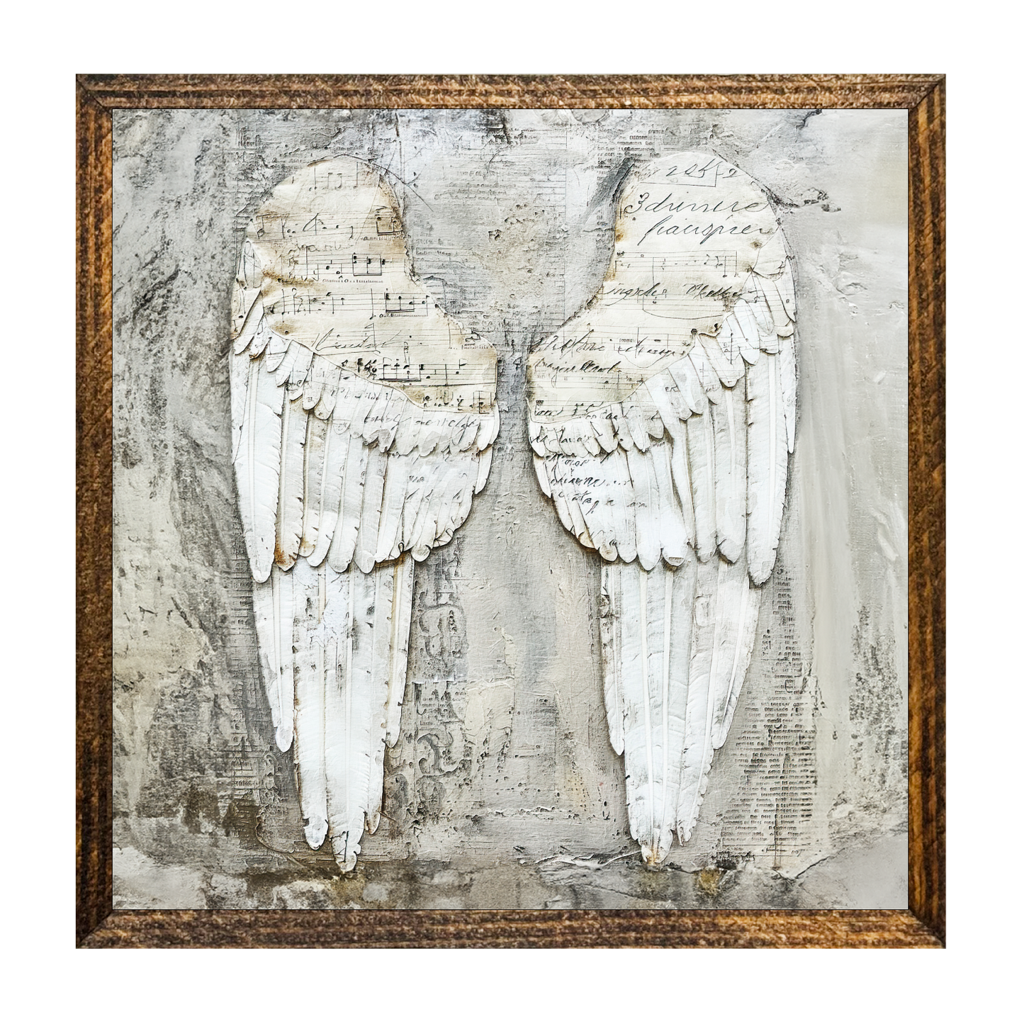 Jarmz Designs - 7"x7" WOOD FRAMED CANVAS SHELF SITTER-ANGEL WINGS 2