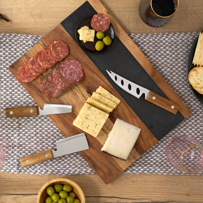 Acacia and Stainless Steel Rustic Cheese Knives Set of 3