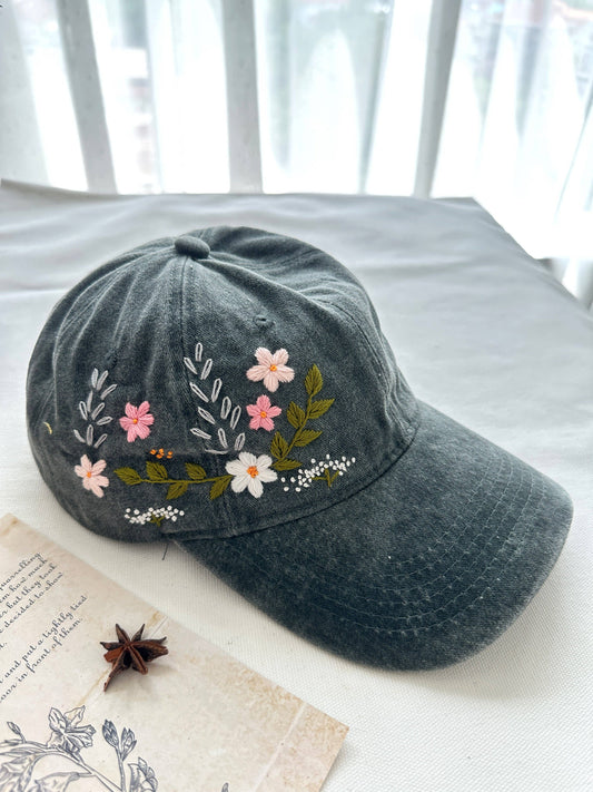Flower Garden Embroidered Baseball Cap