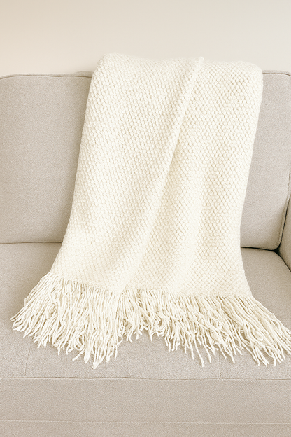 Knit Textured 50"x60" Throw Blanket with Fringe