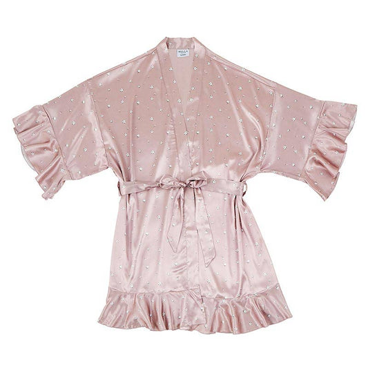 Bella Sleep + Spa - Ruffled Satin Robe - Cotton Blossom