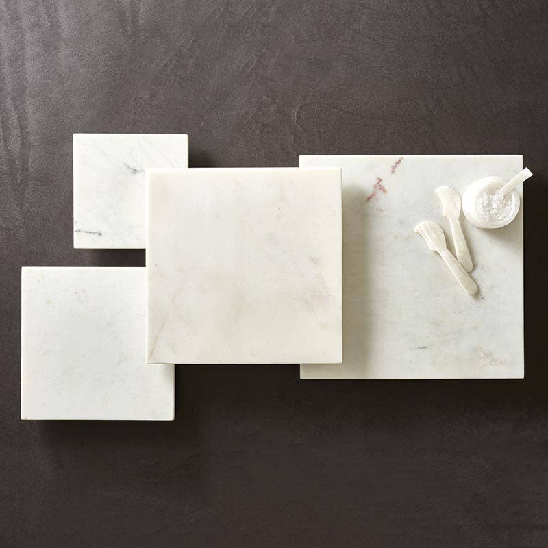 White Marble Footed Tray - 8" SQ