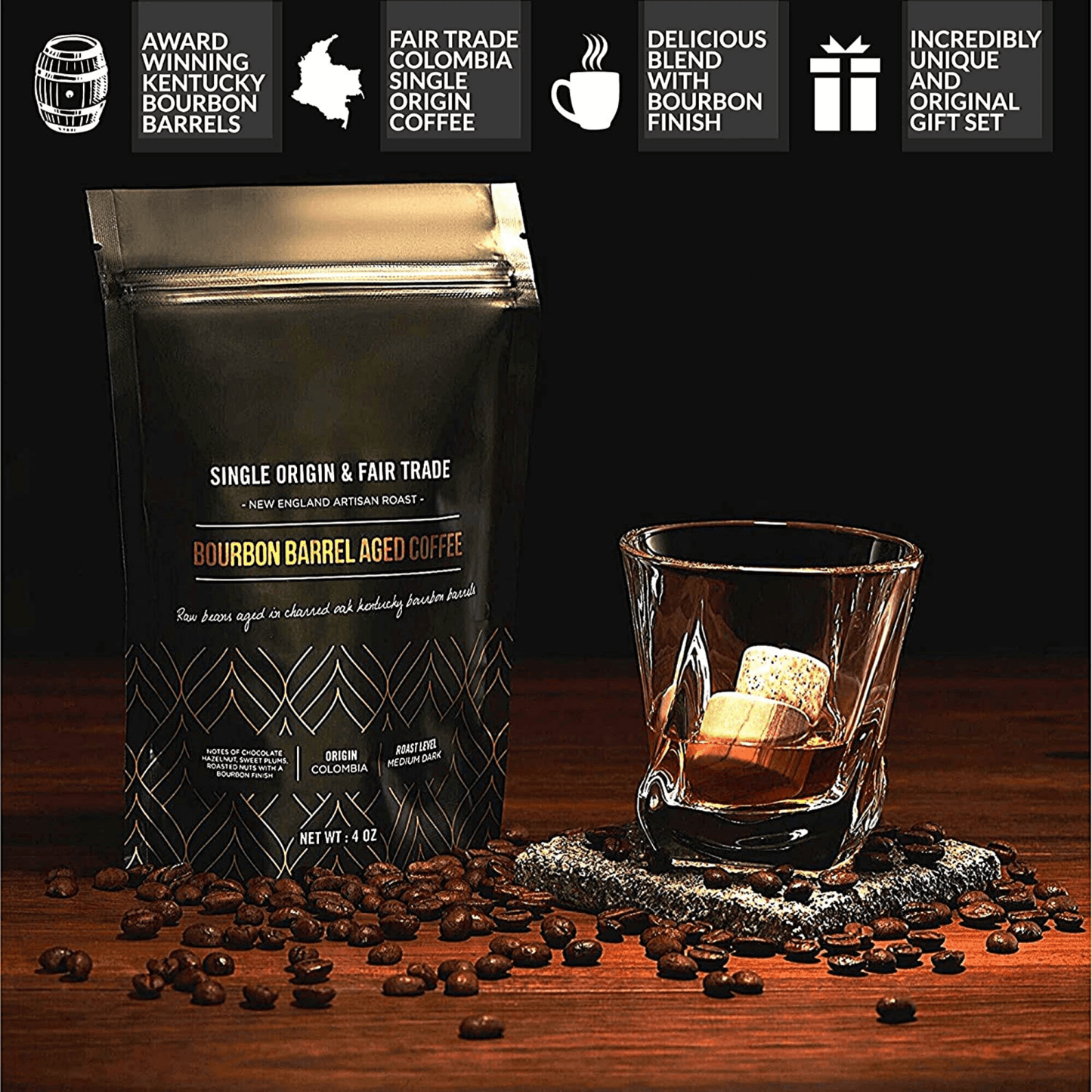 The Gourmet Set - Whiskey Rocks & Bourbon Barrel Aged Coffee