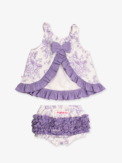 Baby Girls Wisteria Purple Butterfly Garden Toile & Bloomer Set: Purple