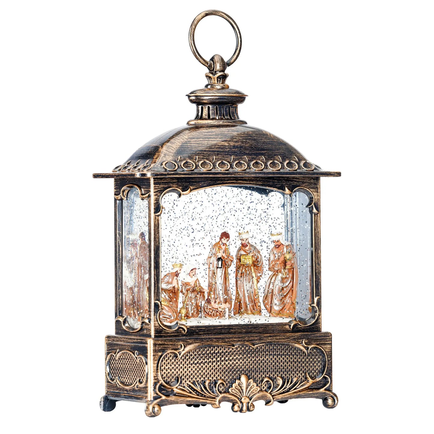 10" H LED Nativity Water Lantern